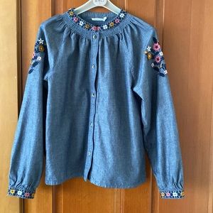 Teen girl embroidered cotton blouse, size 14